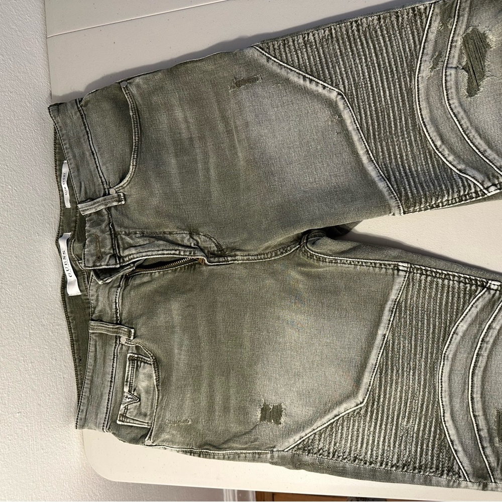 Men's Olive Biker Jeans